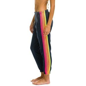 5 STRIPE SWEATPANTS - HEATHER NAVY // NEON Women's Size Medium